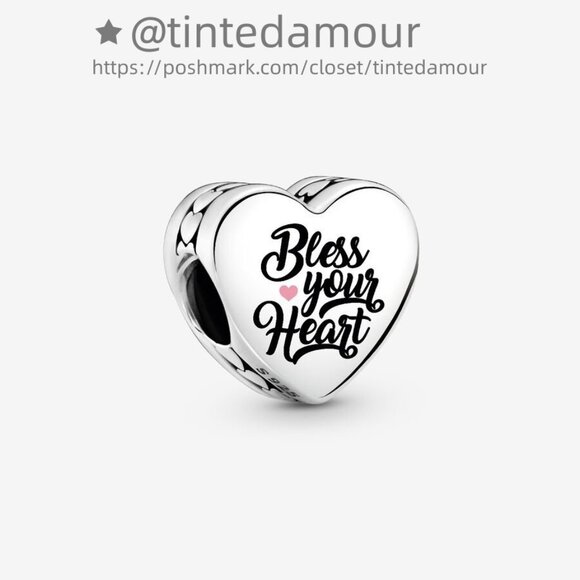 Pandora Engravable Bless Your Heart Charm|Pendant - Picture 1 of 2